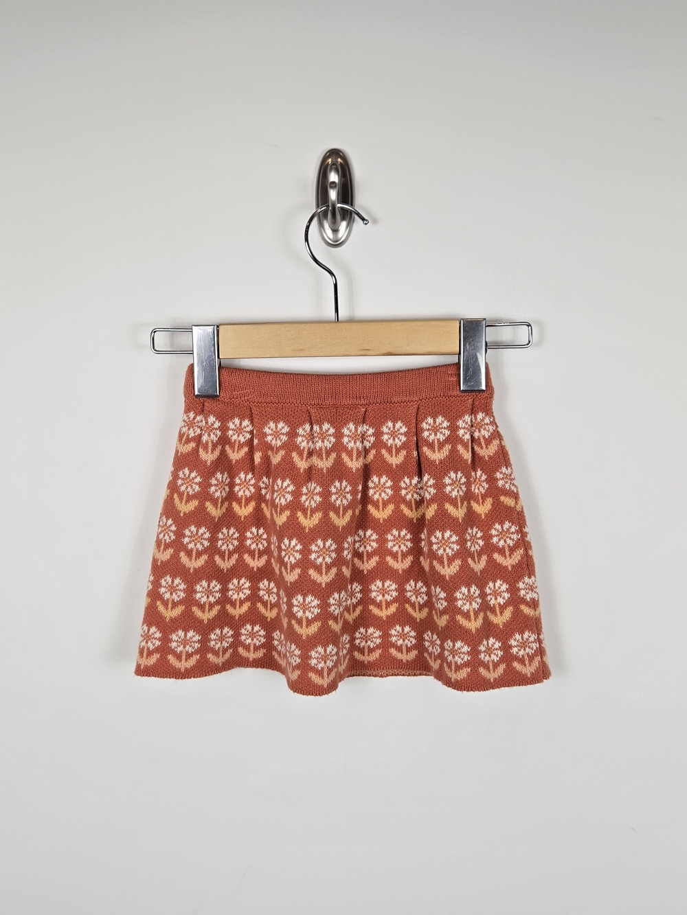 Zara Girls Knit Floral Skirt Size 2-3Y 98 Rust Orange Cottagecore Fall - Picture 5 of 7
